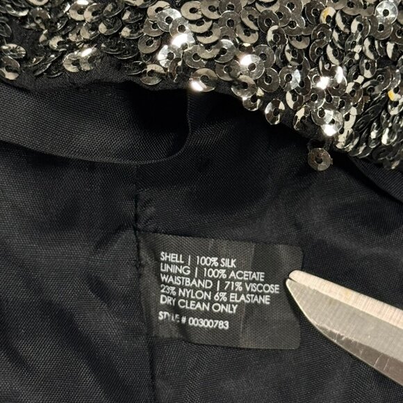 Club Monaco Silver Sequin Mini Skirt Sz.XS Silk Sexy Club Going Out Coquette - Picture 7 of 9